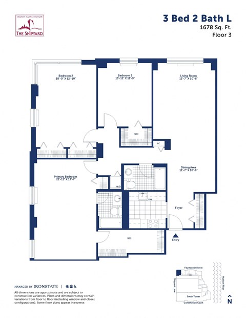 the floor plan of 3 bed 2 bath ii